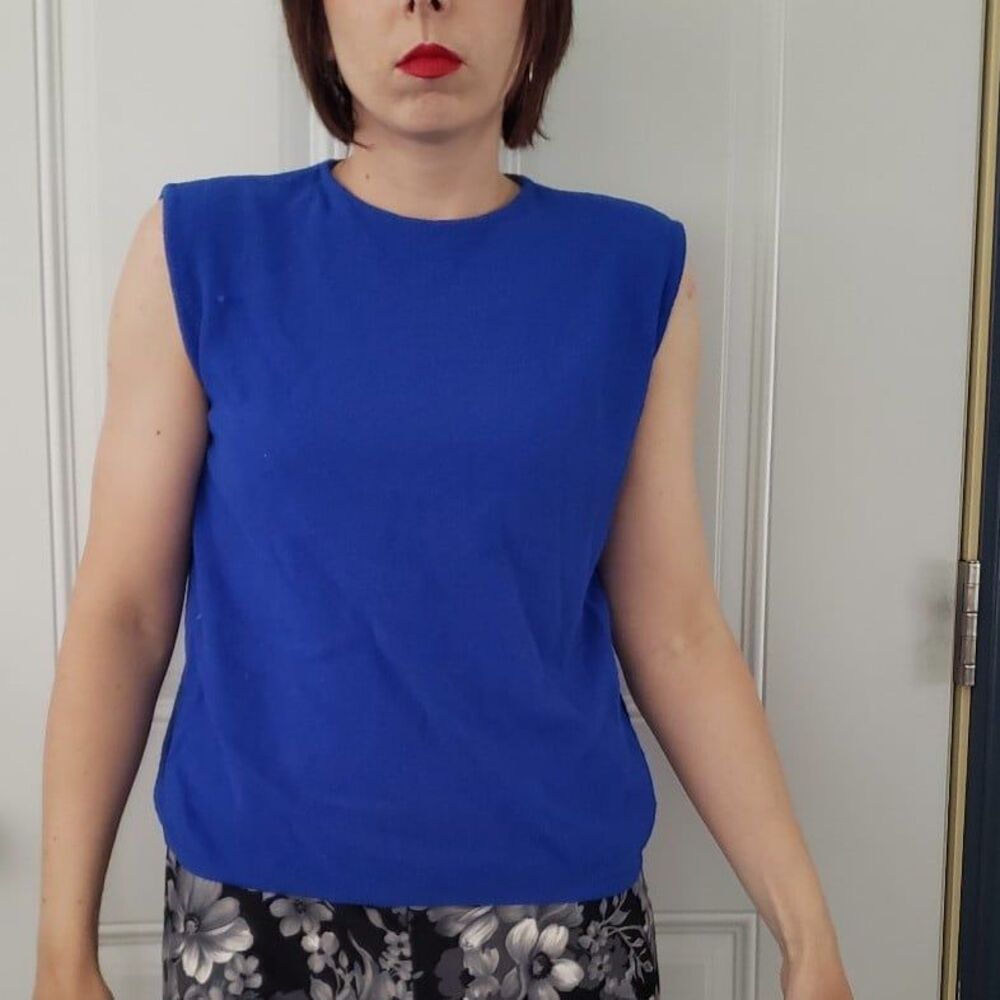60s/70s Blue Nylon Sleeveless Top